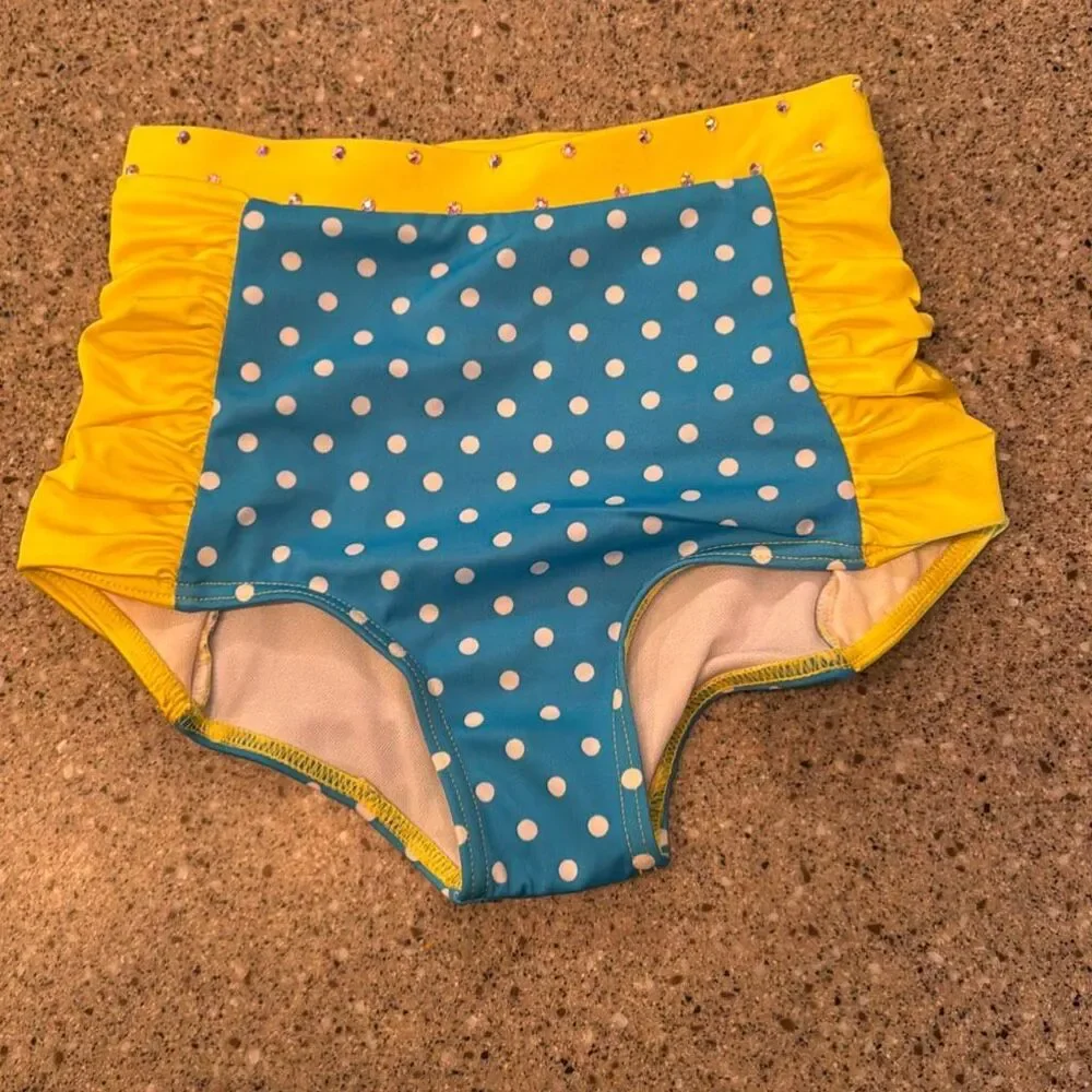 WEISSMAN Dive In The Pool Retro Two Piece Dance Costume Rhinestones Added